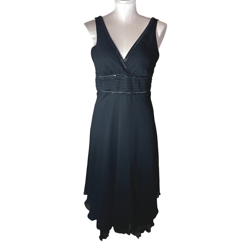 Speechless Black Y2K Beaded V‎ Neck Midi Dress Size 7 Whimsigoth Fairy Grunge